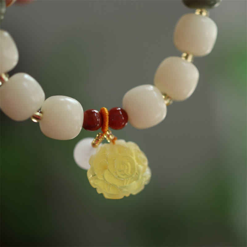 Buddha Stones Gradient Bodhi Seed Amber Lotus Peace Bracelet - image 6