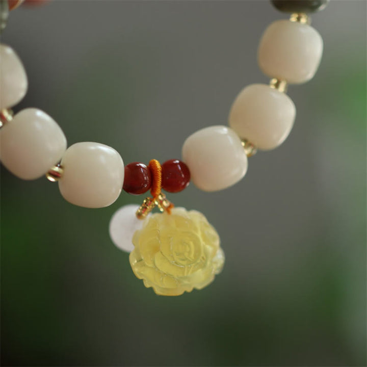Buddha Stones Gradient Bodhi Seed Amber Lotus Peace Bracelet - image 6