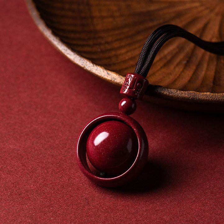 Buddha Stones Cinnabar Om Mani Padme Hum PiXiu Blessing Lucky Bead Necklace Pendant - Om Mani Padme Hum - Brown Rope - image 19