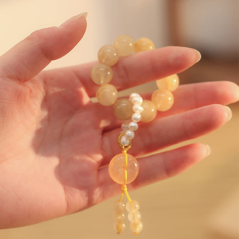 Buddha Stones Citrine Peace Buckle Prosperity Happiness Wrist Mala - image 3