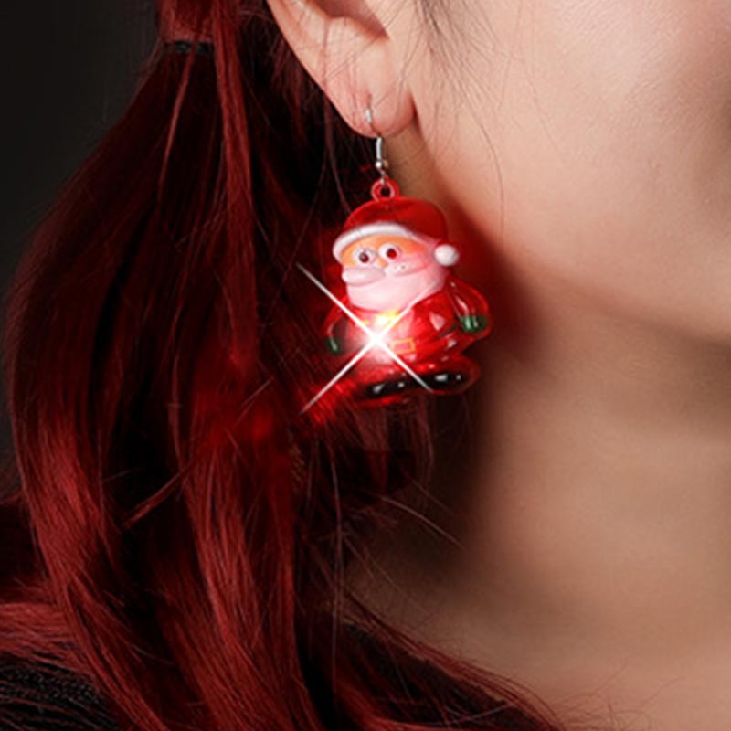 Led Christmas Santa Claus Tree Elk Luminous Earrings - image 4