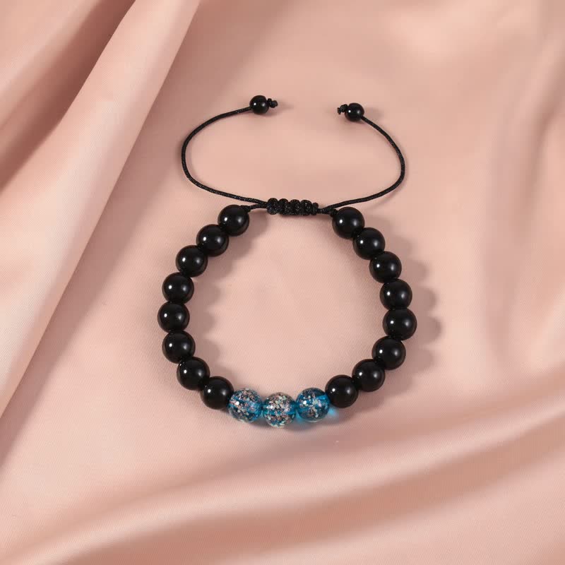 Buddha Stones Black Obsidian Luminous Glowstone Strength Bracelet - MediumSlateBlue - image 13
