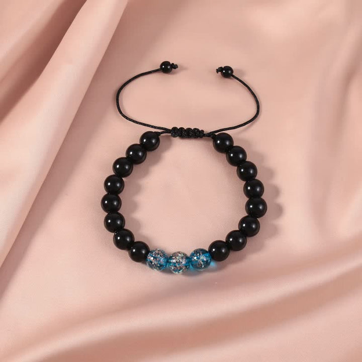 Buddha Stones Black Obsidian Luminous Glowstone Strength Bracelet - MediumSlateBlue - image 13
