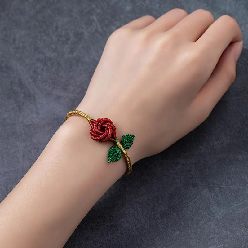Buddha Stones Rose Flower Rope Eight Thread Peace Knot Luck Handmade Bracelet - image 11