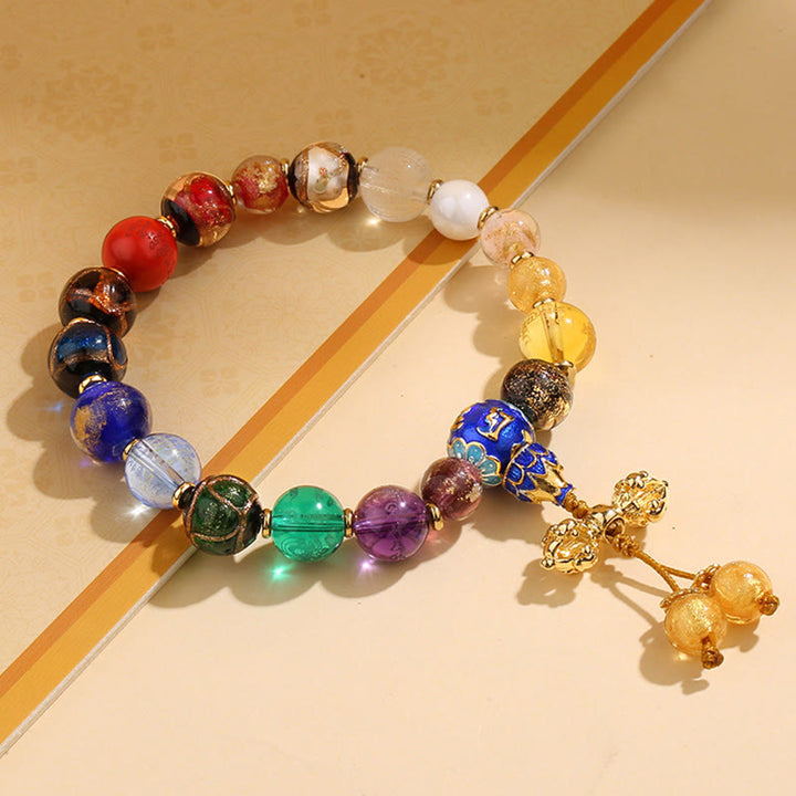 Buddha Stones Tibetan Colorful Incense Ash Liuli Glass Bead Om Mani Padme Hum Dorje Vajra 18 Beads Wrist Mala - Liuli Glass Bead Dorje Vajra - image 9