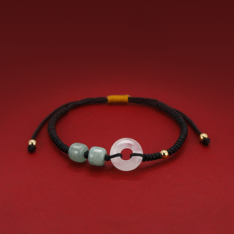 Buddha Stones 2Pcs Green Aventurine White Jade Peace Buckle Luck Braided Couple Bracelet - image 6