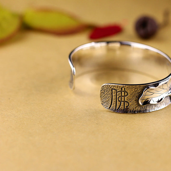 Buddha Stones 925 Sterling Silver Lotus Flower Calm Bracelet Adjustable Bangle - image 9