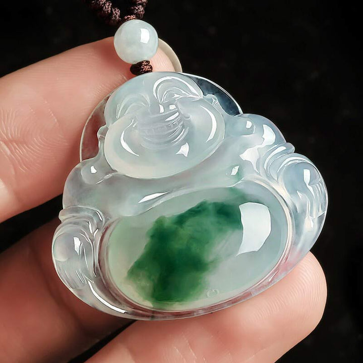 Buddha Stones Cyan Jade Luck Necklace Pendant - image 2