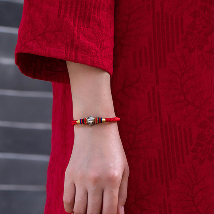 Buddha Stones 925 Sterling Silver Tibet Handmade Om Mani Padme Hum Luck Protection King Kong Knot Braided Bracelet - image 7