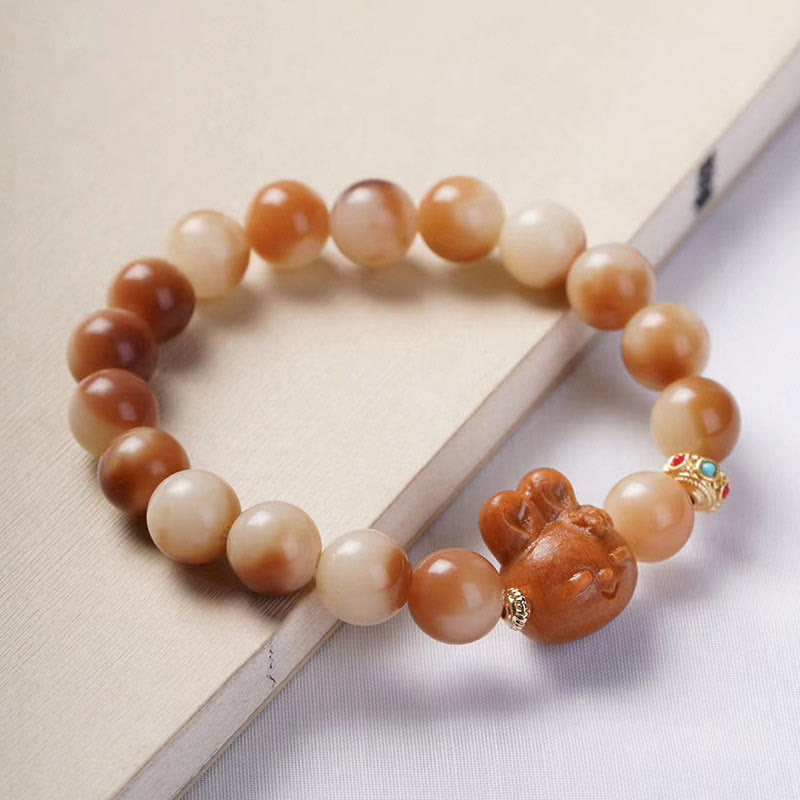 Buddha Stones Natural Bodhi Seed Lovely Rabbit Peace Bracelet - image 1