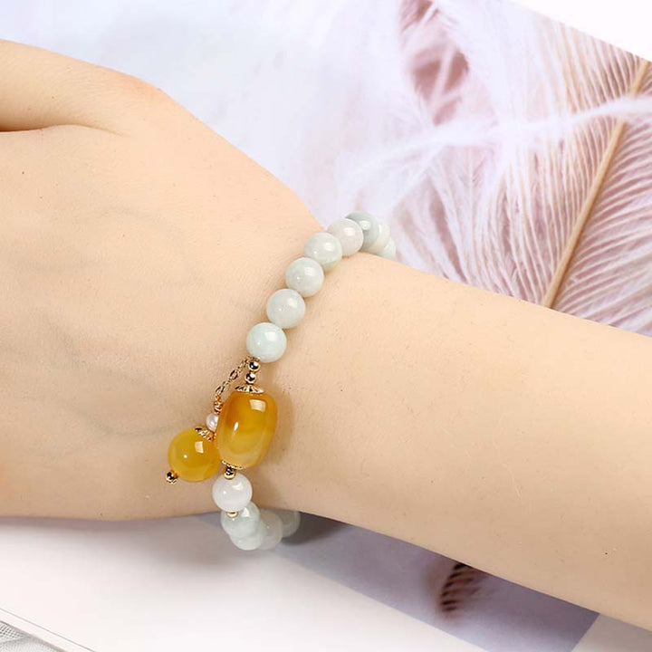 Buddha Stones Natural White Jade Agate Protection Bracelet - image 7