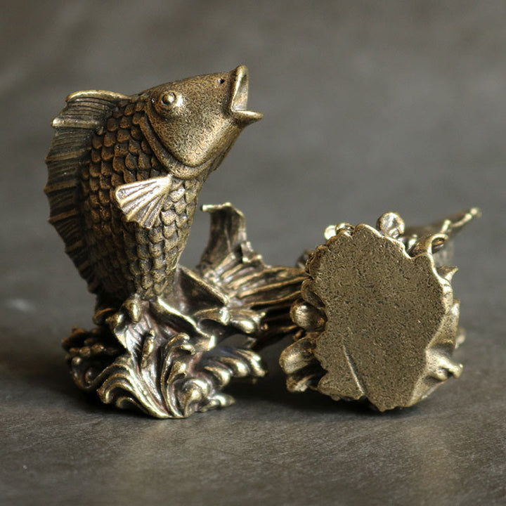 Buddha Stones Handmade Small Koi Fish Copper Wealth Home Decoration - image 2