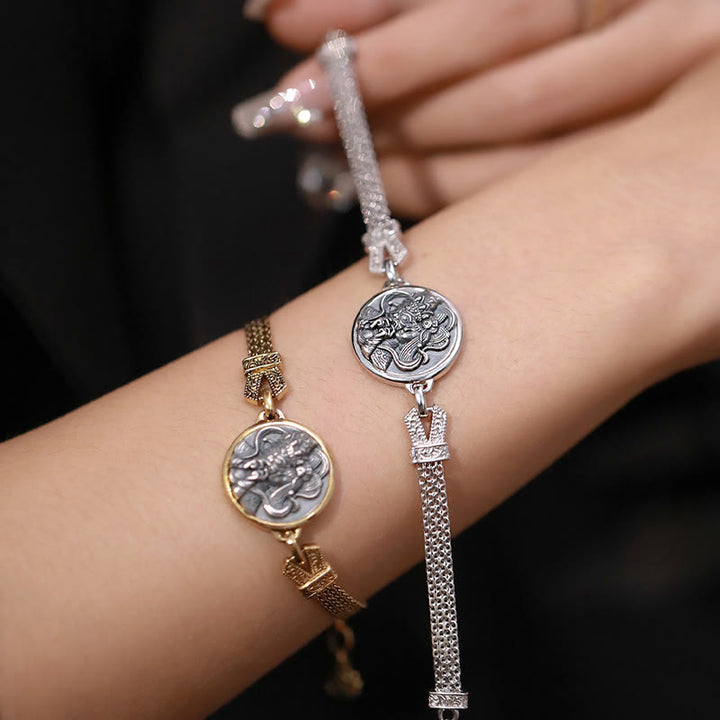 Buddha Stones Tibetan 925 Sterling Silver Zakiram Goddess of Wealth Blessing Protection Bracelet - image 2