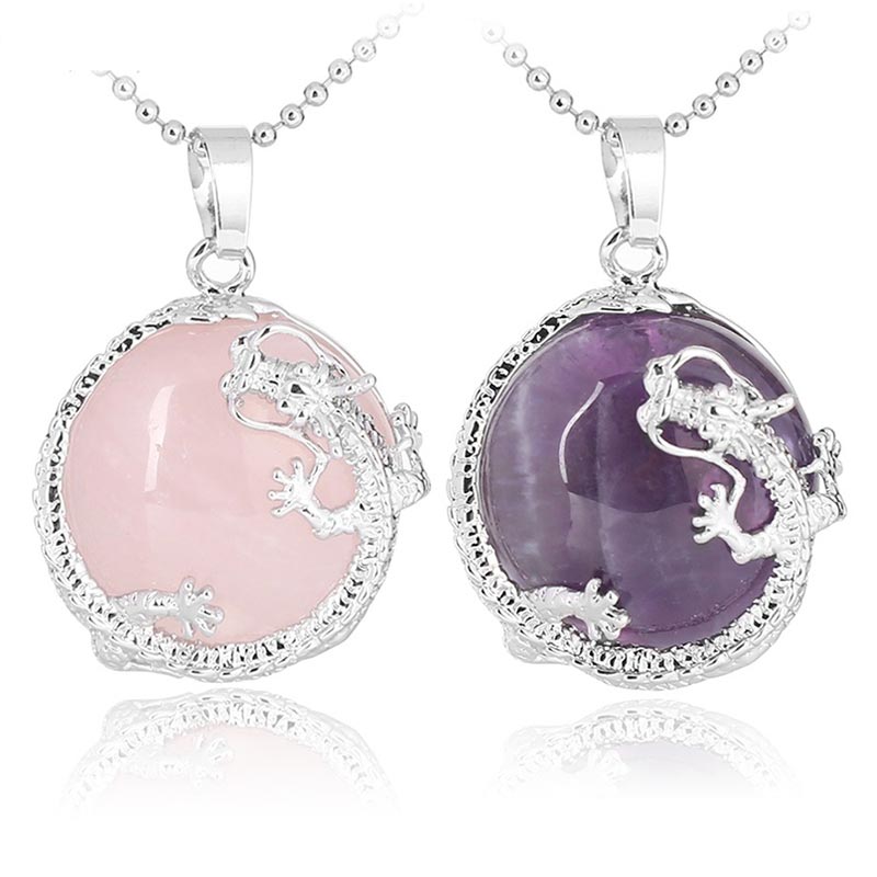 Buddha Stones Chinese Dragon Natural Quartz Crystal Healing Energy Necklace Pendant - image 0