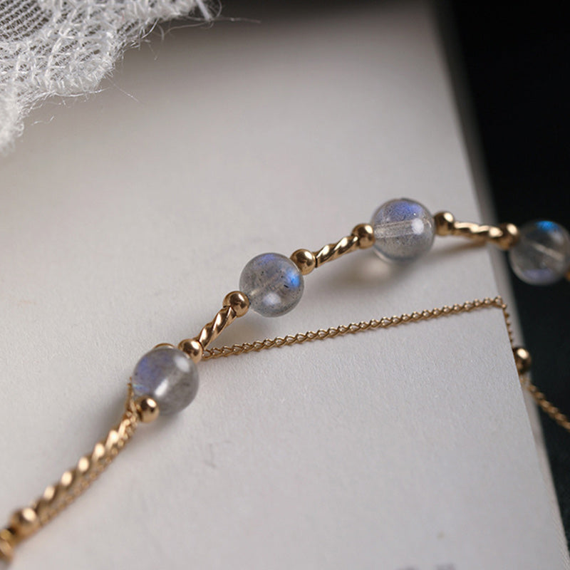 Buddha Stones Moonstone Positive Charming Chain Bracelet - image 12