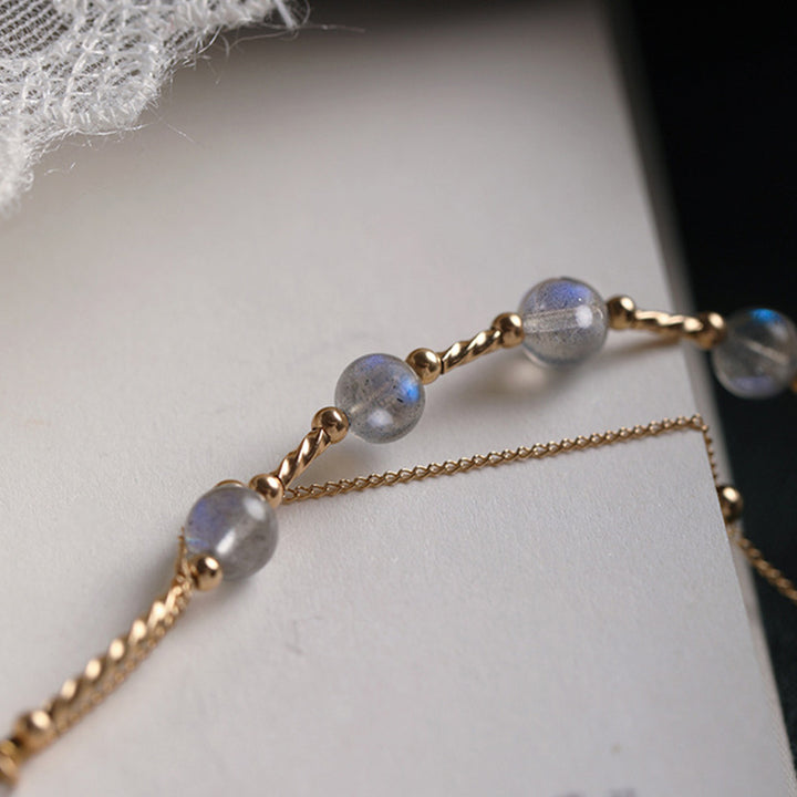 Buddha Stones Moonstone Positive Charming Chain Bracelet - image 12