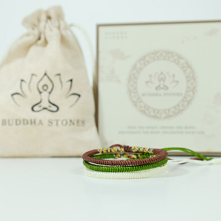 Buddha Stones 3Pcs Tibetan Handmade Multicolored Luck King Kong Knot Auspiciousness Bracelet - image 3