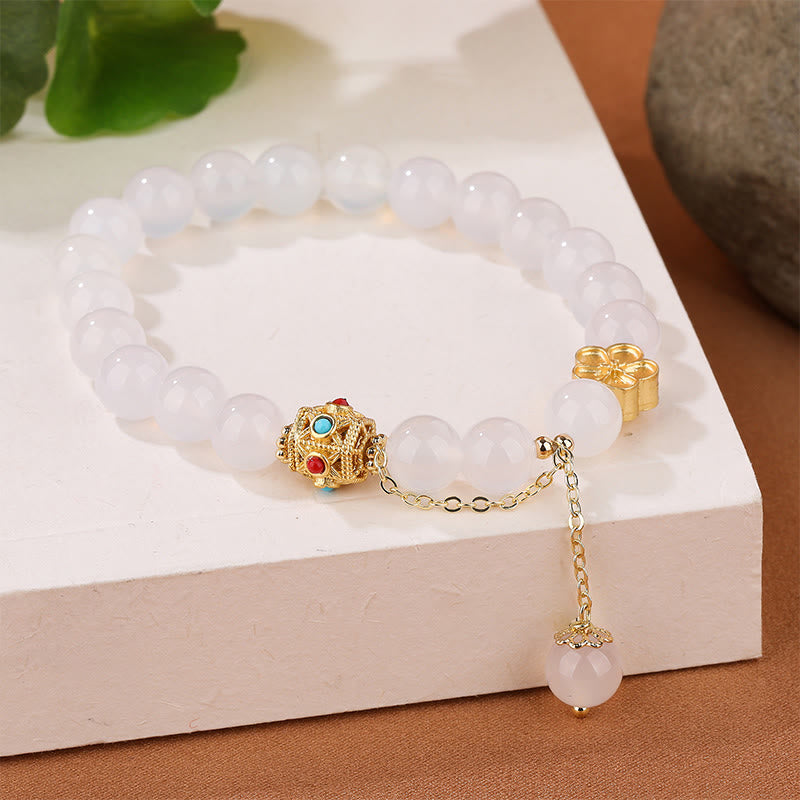 Buddha Stones Natural Red Agate White Agate Peach Blossom Self-acceptance Bracelet - image 9