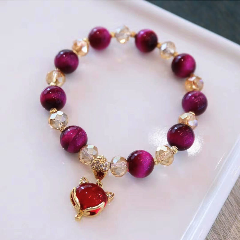 Buddha Stones Red Tiger Eye PiXiu Fox Protection Self Confidence Bracelet - Red Tiger Eye Fox - image 0