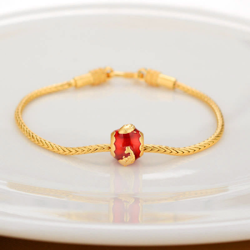 Buddha Stones Tibetan 18K Gold Om Mani Padme Hum Lucky Koi Fish Fu Character Ingot Copper Coin Peace Bracelet - Lucky Koi Fish - image 5