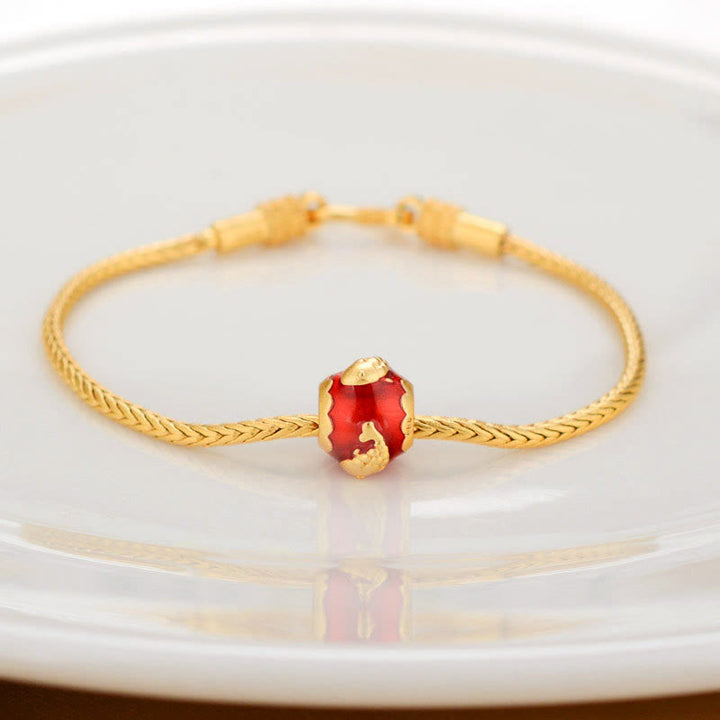 Buddha Stones Tibetan 18K Gold Om Mani Padme Hum Lucky Koi Fish Fu Character Ingot Copper Coin Peace Bracelet - Lucky Koi Fish - image 5