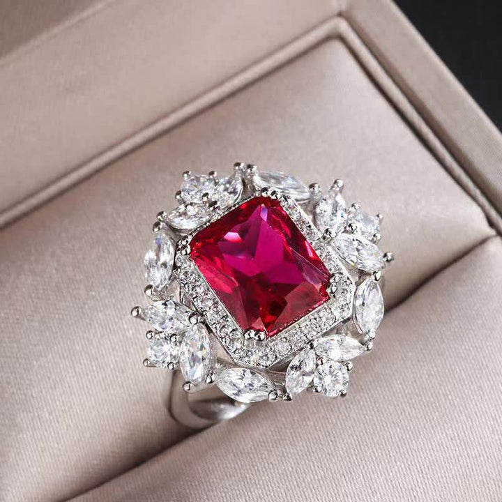 Buddha Stones Emerald Crystal Red Corundum Confidence Courage Ring Earrings Necklace Pendant - Red - Ring - image 7
