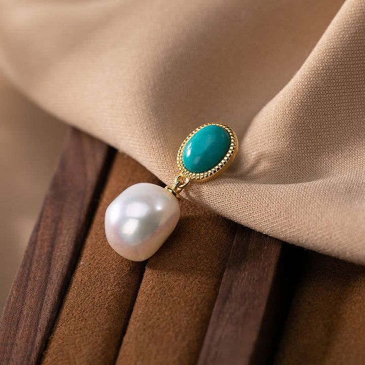 Buddha Stones 925 Sterling Silver Pearl Turquoise Healing Ring Earrings Necklace Pendant - Necklace - image 7
