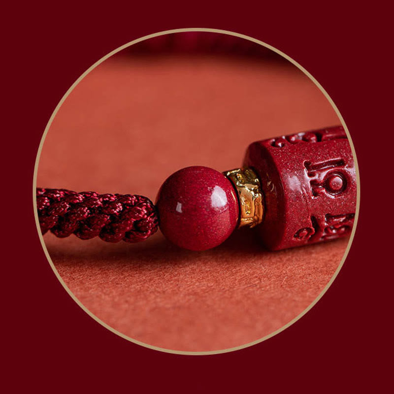 Buddha Stones Tibet Cinnabar Om Mani Padme Hum Engraved Blessing Braided Bracelet - image 9