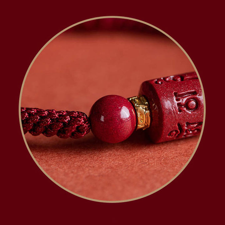 Buddha Stones Tibet Cinnabar Om Mani Padme Hum Engraved Blessing Braided Bracelet - image 9