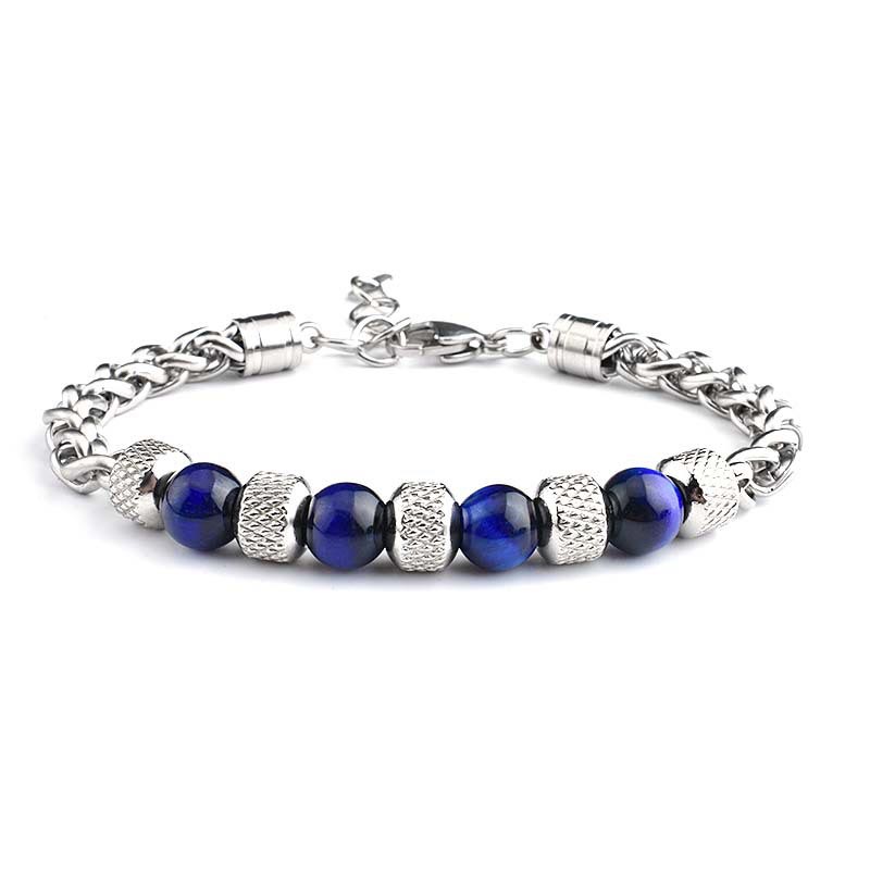 Buddha Stones Black Onyx Tiger Eye Bead Courage Bracelet - Blue Tiger Eye 8mm - image 5