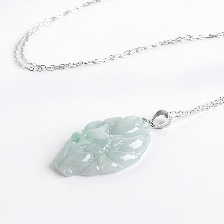 Buddha Stones 925 Sterling Silver Natural Jade Nine Tailed Fox Prosperity Necklace Pendant - image 7