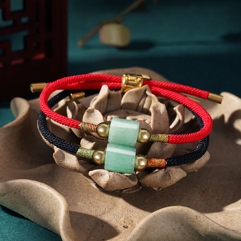 Buddha Stones Tibet Handmade Green Aventurine Red Stone Malachite Luck Protection Braided Rope Bracelet - image 1