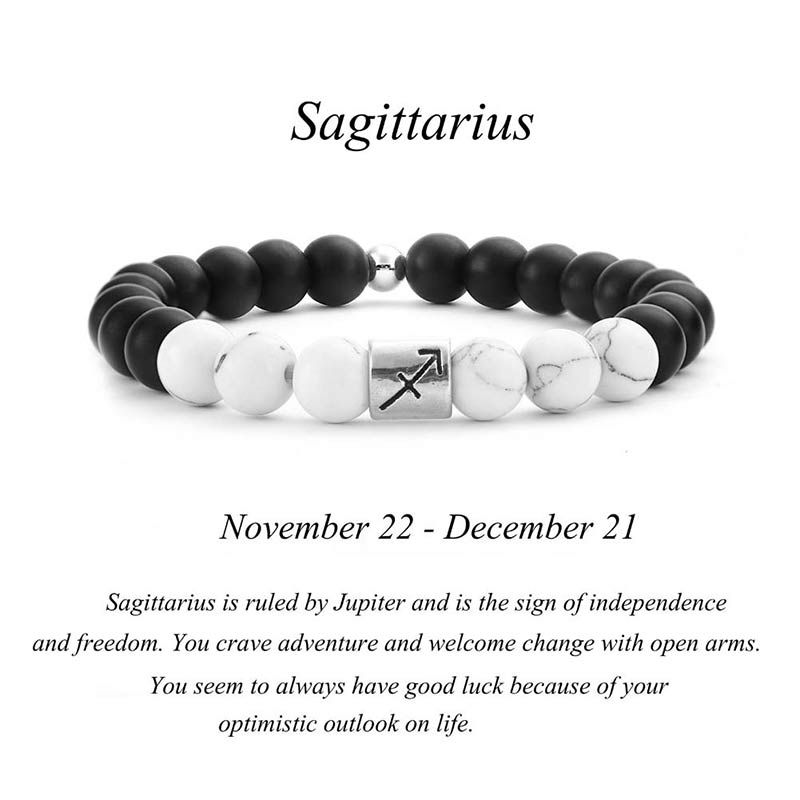 Buddha Stones 12 Constellations of the Zodiac Natural Frosted Stone White Turquoise Bead Fortune Bracelet - Sagittarius - image 6