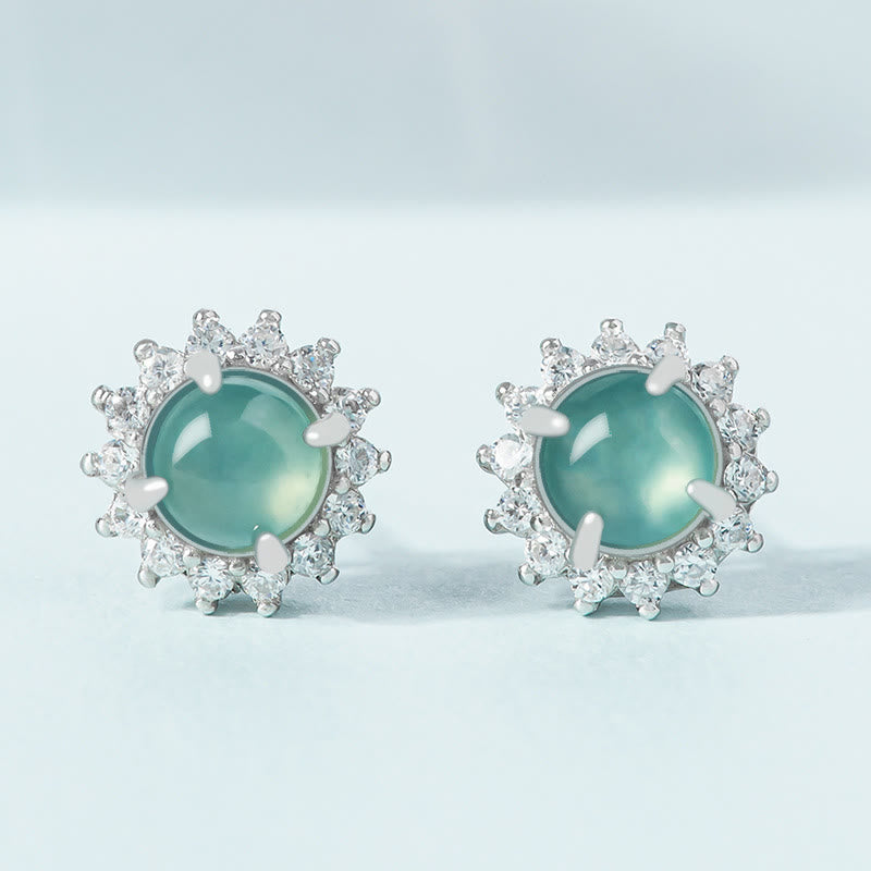Buddha Stones 925 Sterling Silver Round Jade Luck Abundance Stud Earrings - Jade(Prosperity♥Abundance) - image 0