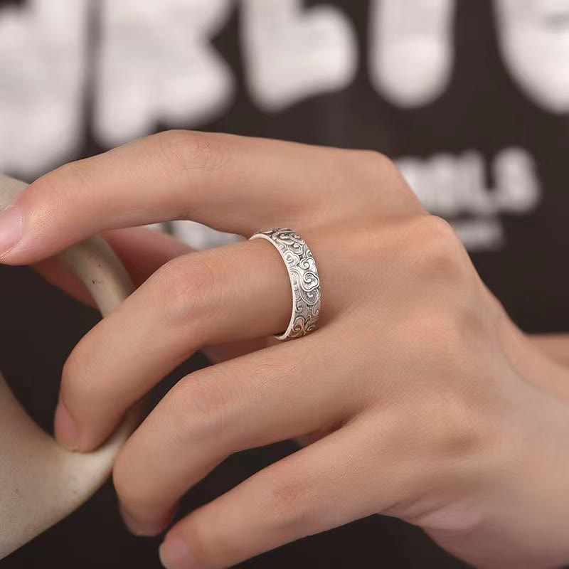 Buddha Stones Vintage Auspicious Clouds Pattern Luck Ring - image 6