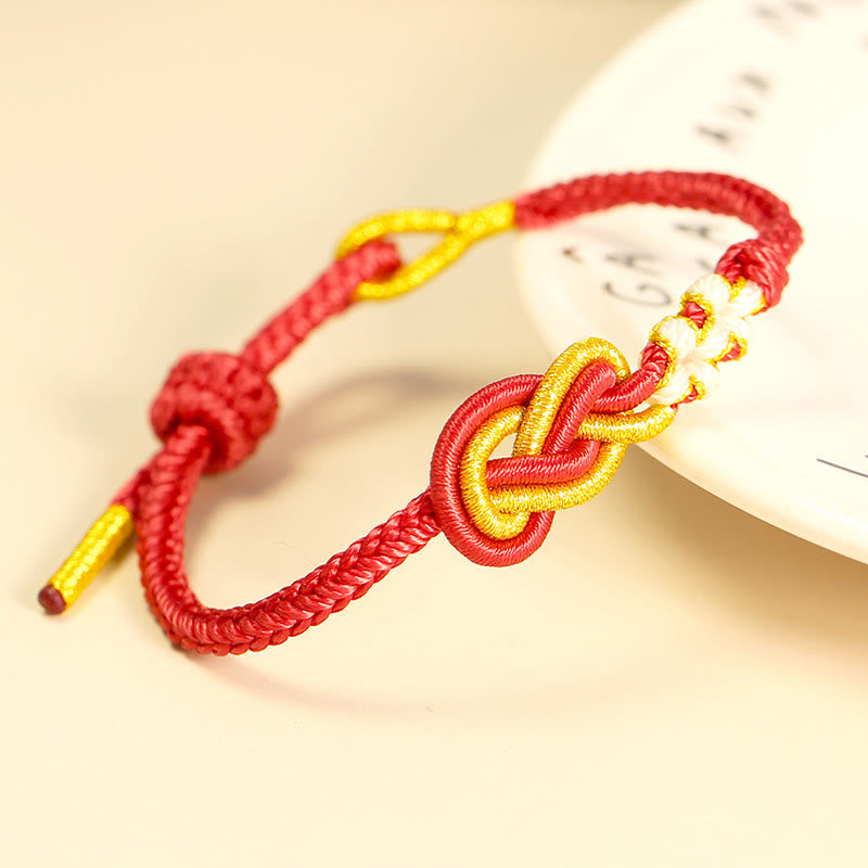 Buddha Stones Handcrafted Eight Thread Peace Knot Peach Blossom Knot Luck Connection Bracelet - image 3