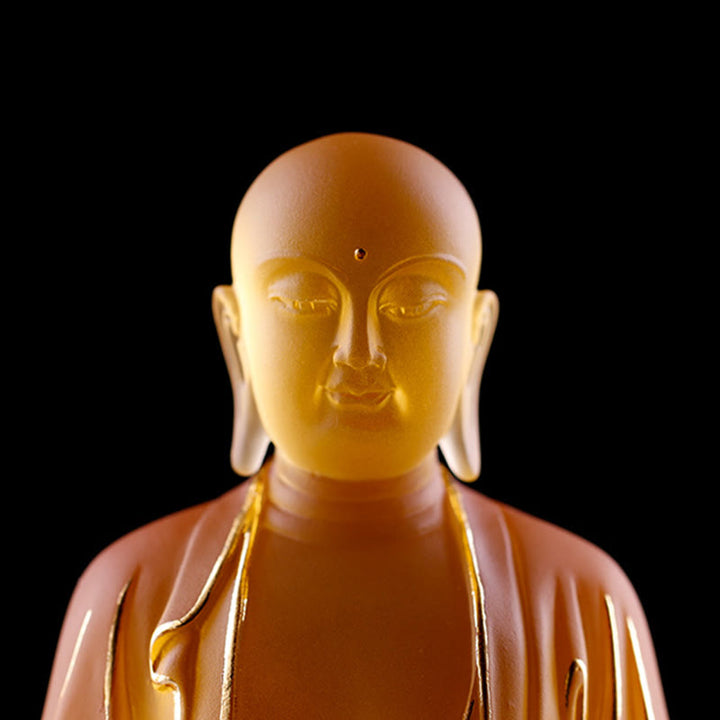 Buddha Stones Handmade Ksitigarbha Bodhisattva Figurine Liuli Crystal Art Piece Serenity Statue Home Decoration - image 9