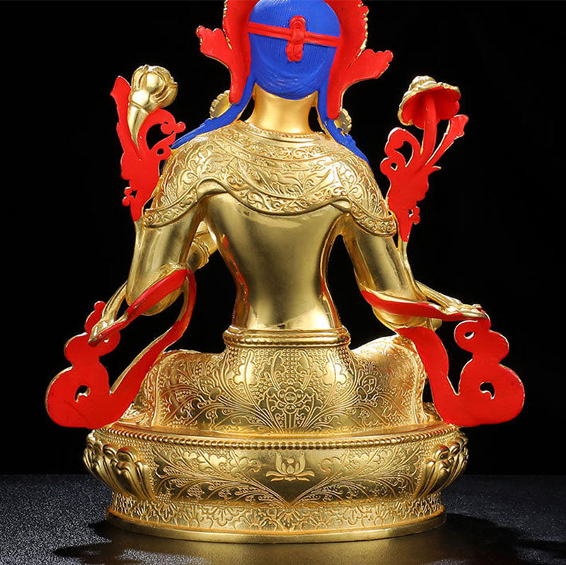 Bodhisattva Green Tara Protection Copper Gold Plated Statue Decoration - image 10