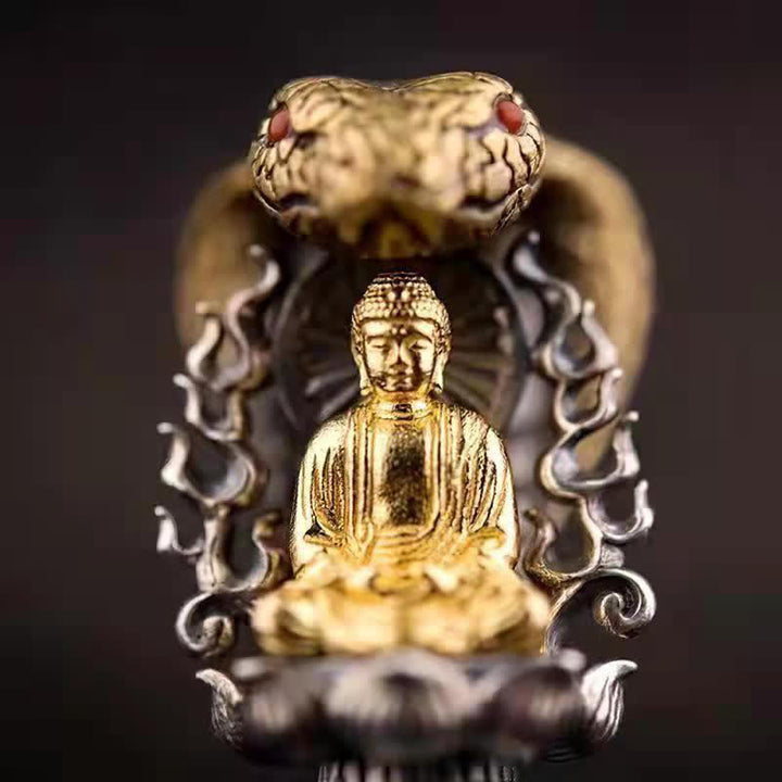 Buddha Stones Tibetan Om Mani Padme Hum Buddha Wealth Rotation Necklace Vajra Pendant - image 2