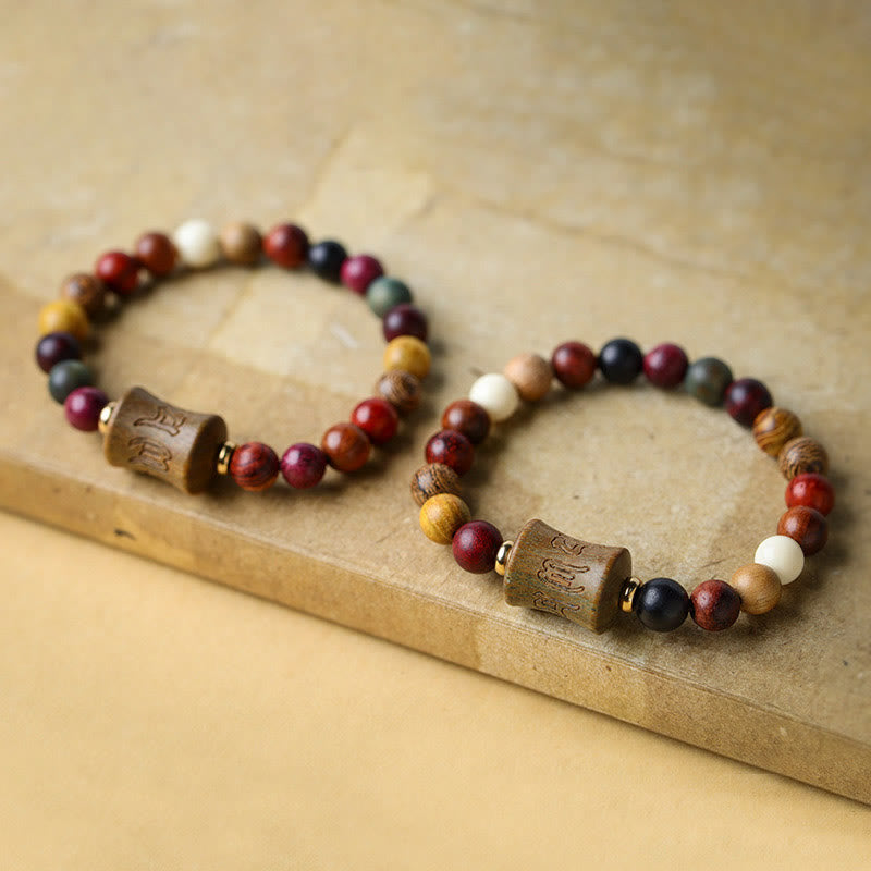 Buddha Stones Tibet Multicolored Sandalwood Om Mani Padme Hum Protection Bracelet - image 1