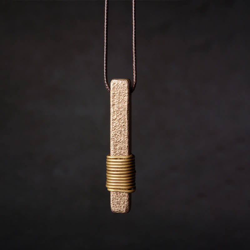 Buddha Stones Vintage Textured Design Copper Wealth Necklace Pendant - image 3