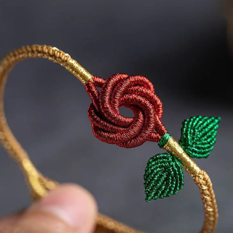 Buddha Stones Rose Flower Rope Eight Thread Peace Knot Luck Handmade Bracelet - image 9