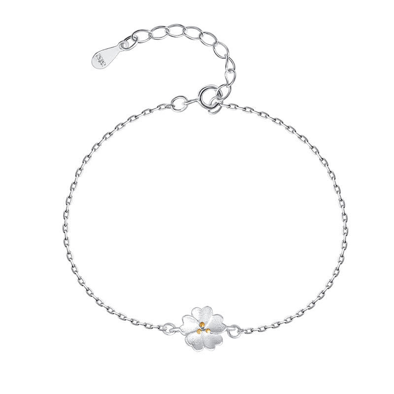 Buddha Stones 925 Sterling Silver Cherry Blossom Blessing Chain Bracelet - image 8