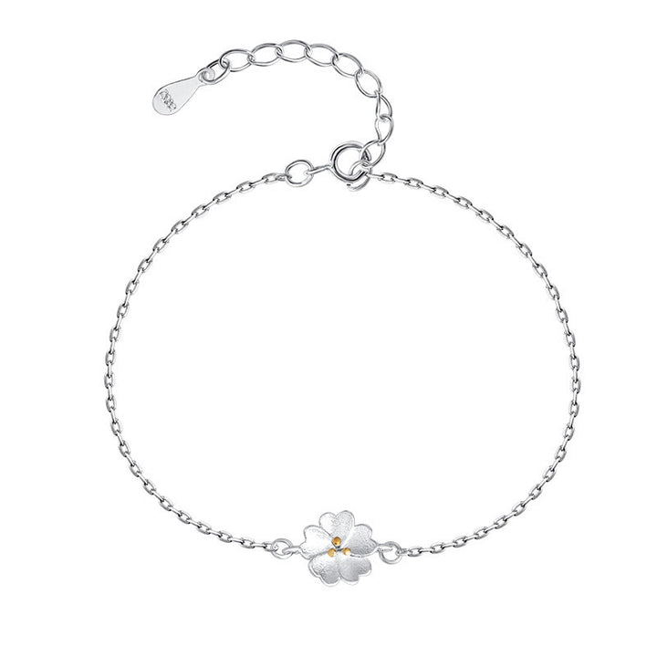 Buddha Stones 925 Sterling Silver Cherry Blossom Blessing Chain Bracelet - image 8