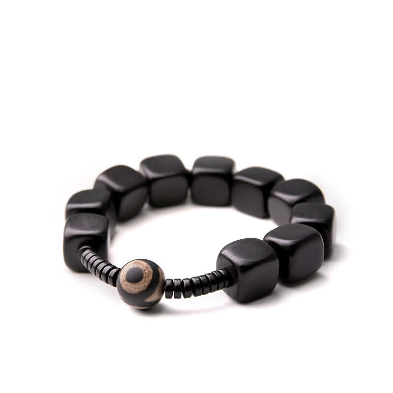 Buddha Stones Tibetan Ebony Wood Dzi Bead Strength Bracelet - image 12