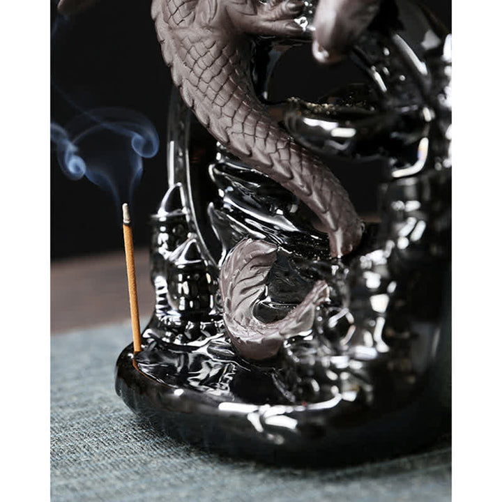 Buddha Stones Nordic Pterosaur Dragon Ceramic Backflow Smoke Fountain Protection Healing Incense Burner Decoration - image 6