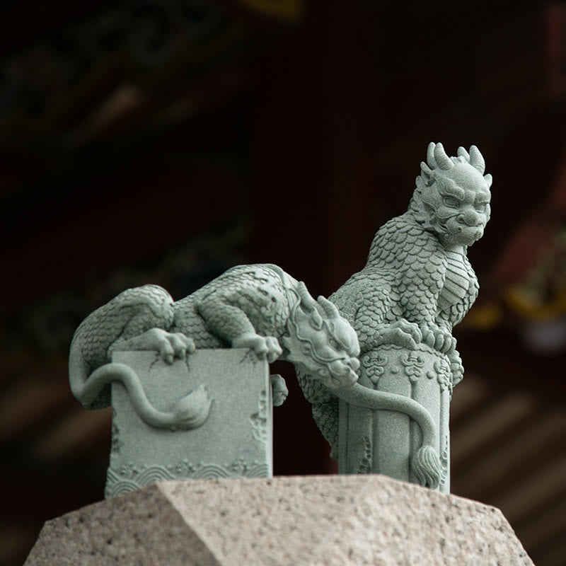 Buddha Stones Feng Shui Standing Sitting Dragon Success Luck Home Decoration - image 0