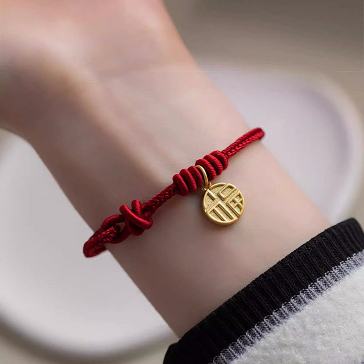 Buddha Stones Handmade Eight Thread Peace Knot Fu Character Charm Luck Happiness Red Rope Bracelet - image 4