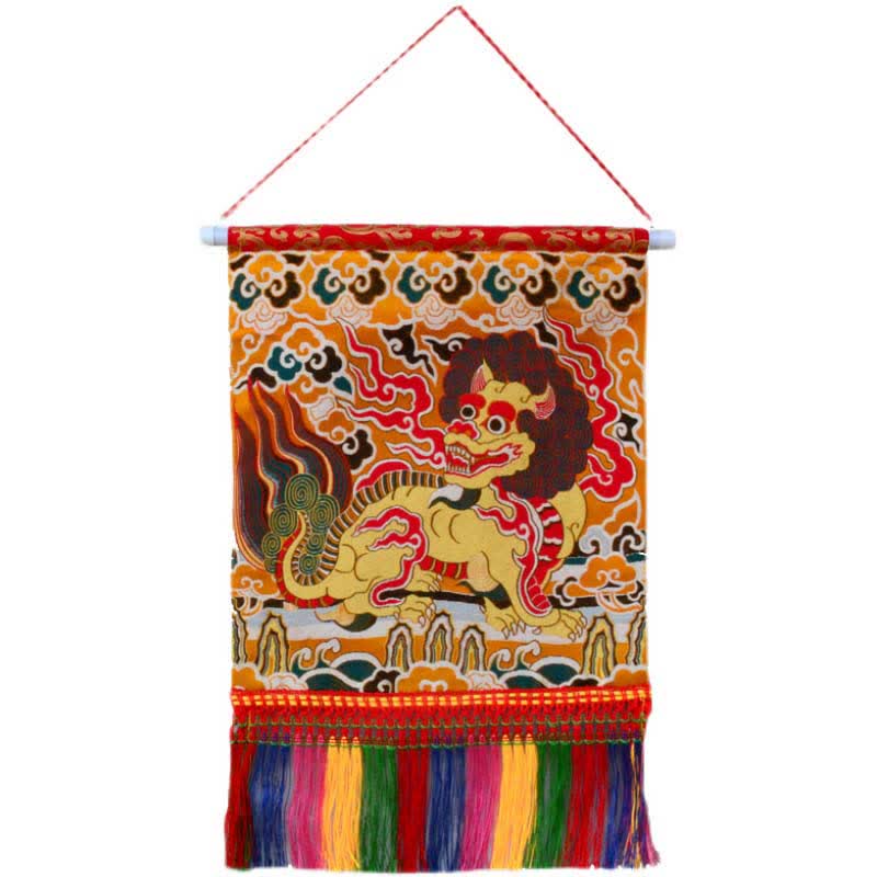 Feng Shui Kirin Spiritual Colorful Tassel Wall Art - image 1