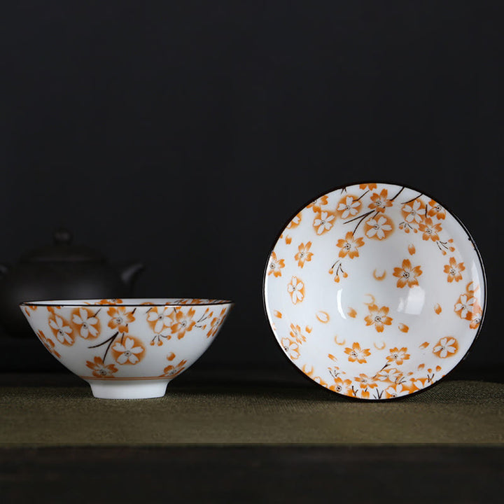 Buddha Stones Flowers Fu Character Mountains Lotus Cherry Blossoms Ceramic Teacup Kung Fu Tea Cup - Orange Cherry Blossoms 8.5cm*4cm*90ml - image 16